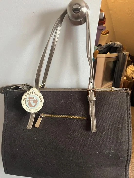 Spartina 449 Black Tote with Metallic Trim – "Mermaid Stuff" Embellished - Picture 2 of 4